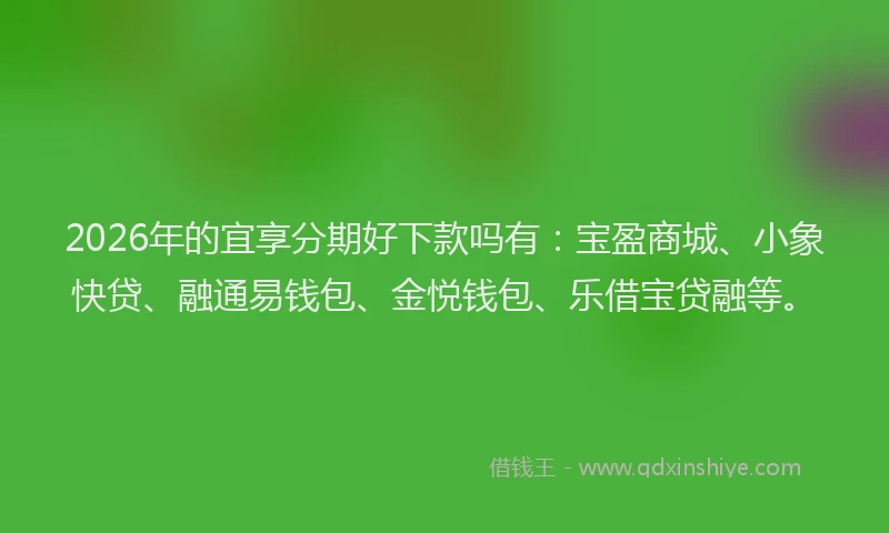 2026年的宜享分期好下款吗有：宝盈商城、小象快贷、融通易钱包、金悦钱包、乐借宝贷融等。