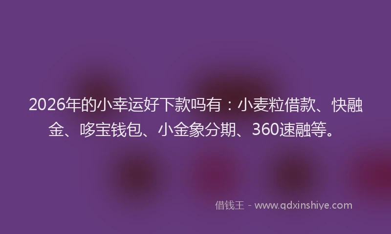 2026年的小幸运好下款吗有：小麦粒借款、快融金、哆宝钱包、小金象分期、360速融等。