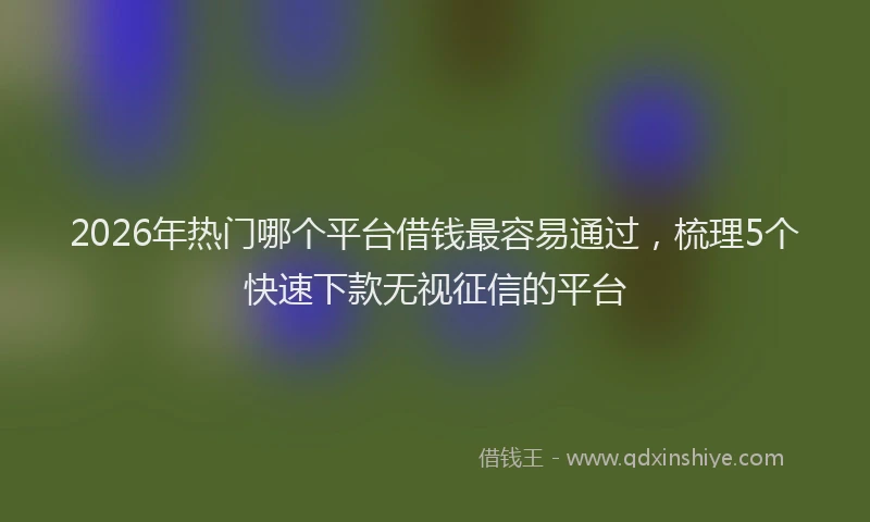 2026年热门哪个平台借钱最容易通过，梳理5个快速下款无视征信的平台