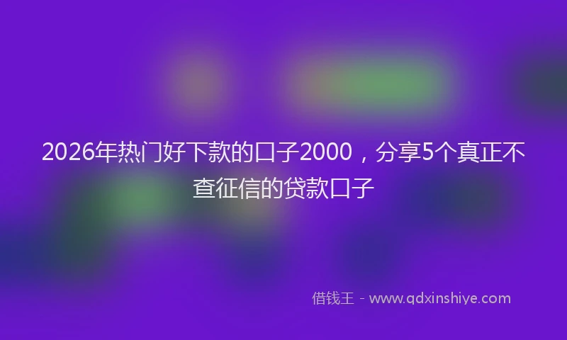 2026年热门好下款的口子2000，分享5个真正不查征信的贷款口子