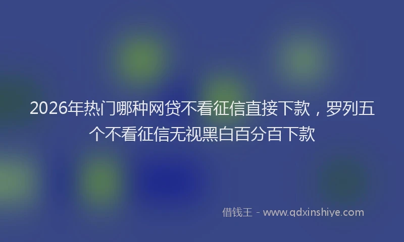 2026年热门哪种网贷不看征信直接下款，罗列五个不看征信无视黑白百分百下款