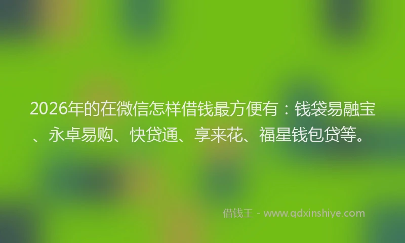 2026年的在微信怎样借钱最方便有：钱袋易融宝、永卓易购、快贷通、享来花、福星钱包贷等。