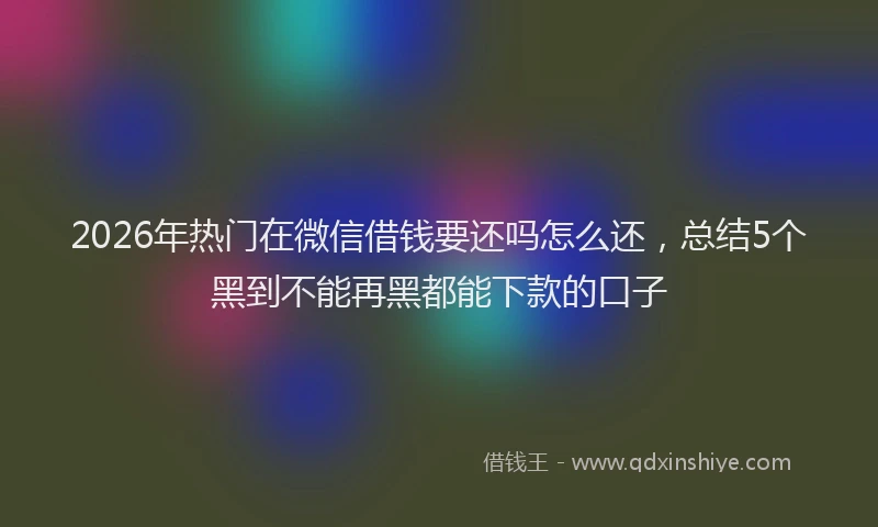 2026年热门在微信借钱要还吗怎么还，总结5个黑到不能再黑都能下款的口子