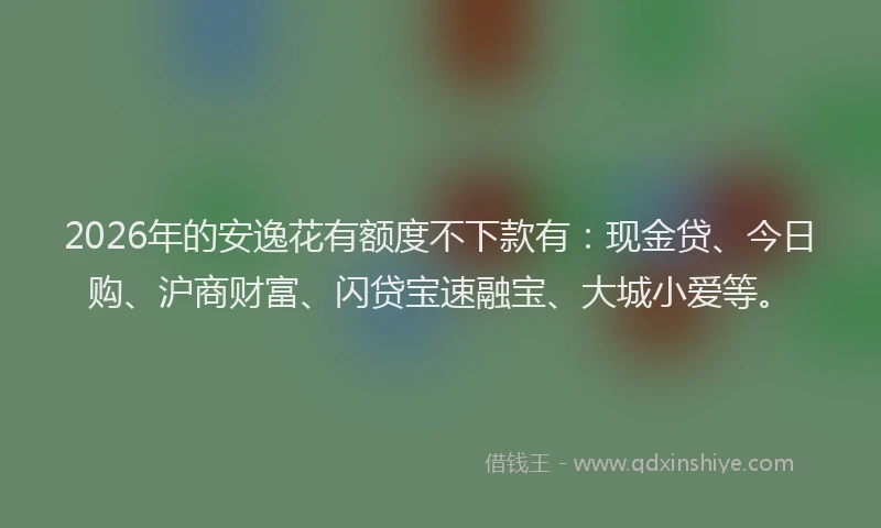 2026年的安逸花有额度不下款有：现金贷、今日购、沪商财富、闪贷宝速融宝、大城小爱等。