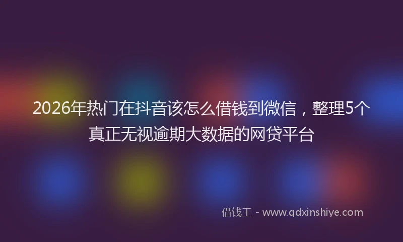 2026年热门在抖音该怎么借钱到微信，整理5个真正无视逾期大数据的网贷平台