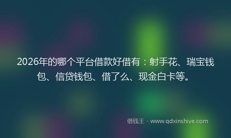 2026年的哪个平台借款好借有：射手花、瑞宝钱包、信贷钱包、借了么、现金白卡等。