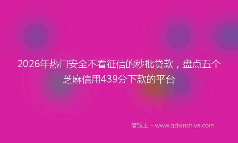2026年热门安全不看征信的秒批贷款，盘点五个芝麻信用439分下款的平台