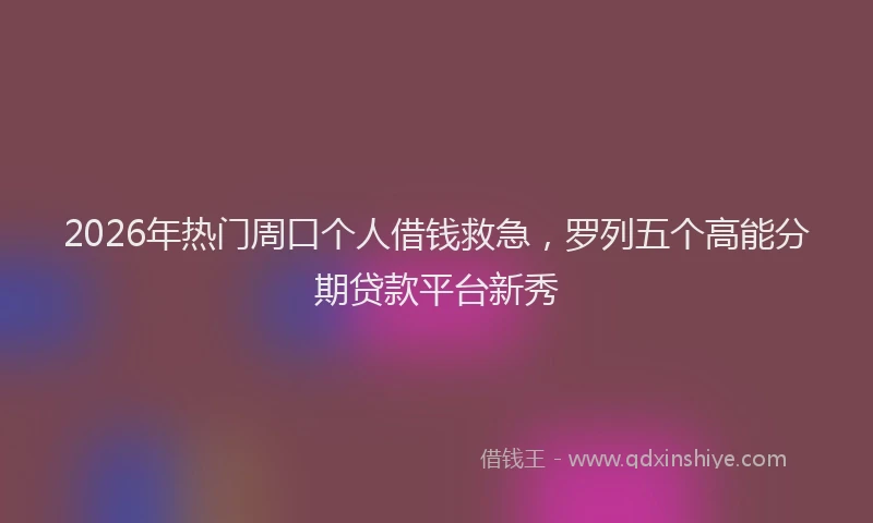 2026年热门周口个人借钱救急，罗列五个高能分期贷款平台新秀