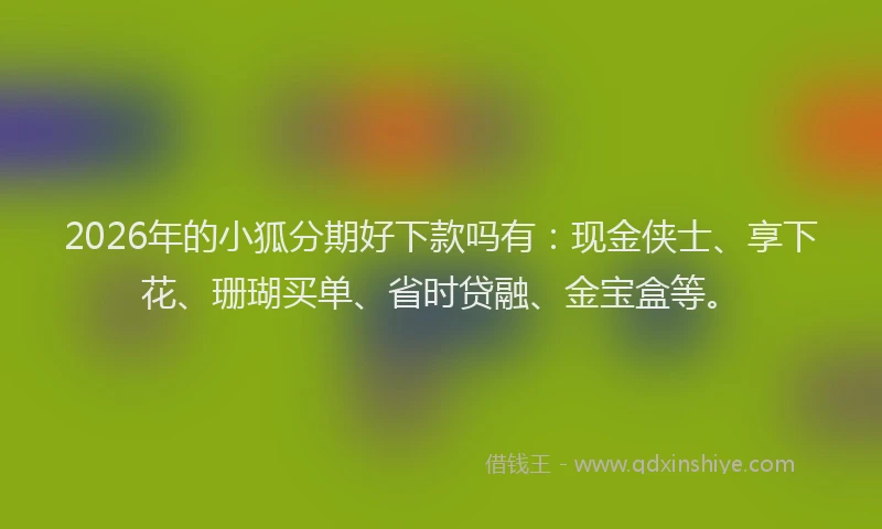 2026年的小狐分期好下款吗有：现金侠士、享下花、珊瑚买单、省时贷融、金宝盒等。
