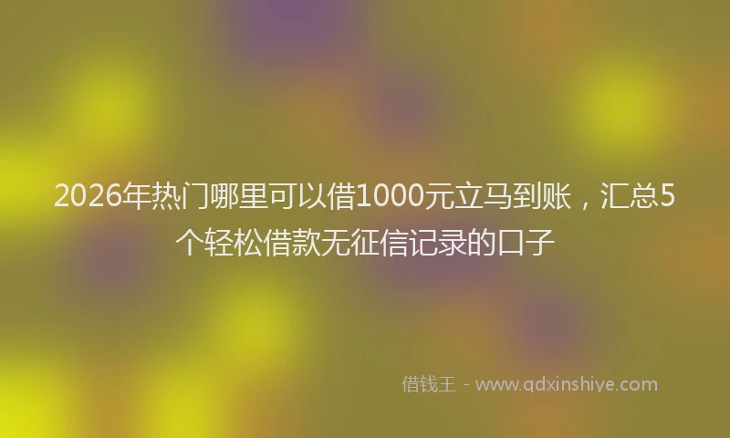 2026年热门哪里可以借1000元立马到账，汇总5个轻松借款无征信记录的口子