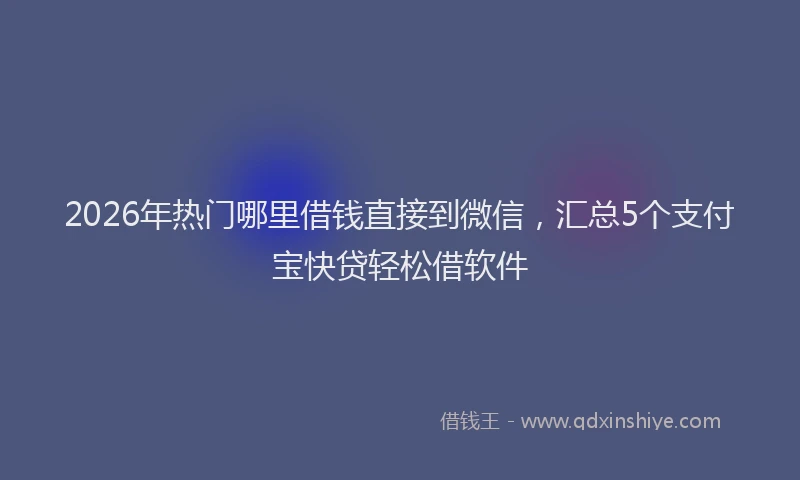 2026年热门哪里借钱直接到微信，汇总5个支付宝快贷轻松借软件