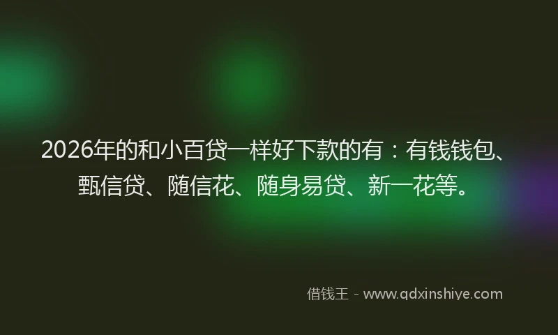 2026年的和小百贷一样好下款的有：有钱钱包、甄信贷、随信花、随身易贷、新一花等。