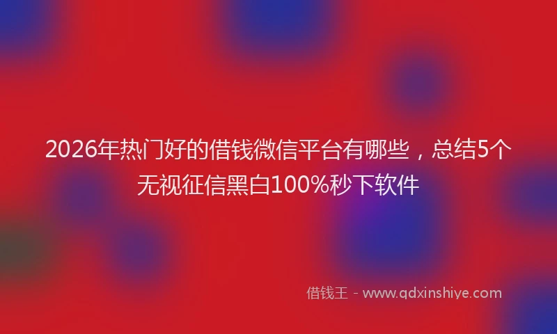 2026年热门好的借钱微信平台有哪些，总结5个无视征信黑白100%秒下软件