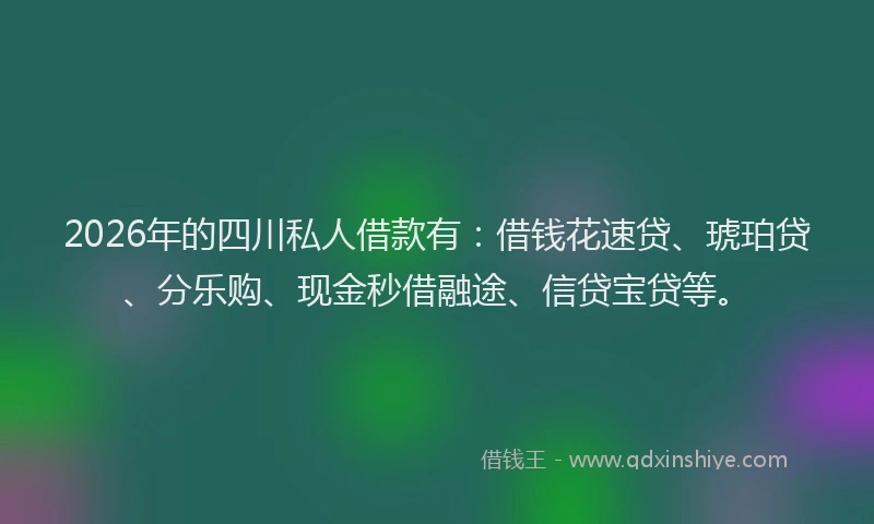 2026年的四川私人借款有：借钱花速贷、琥珀贷、分乐购、现金秒借融途、信贷宝贷等。