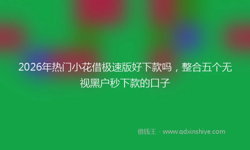 2026年热门小花借极速版好下款吗,整合五个无视黑户秒下款的口子