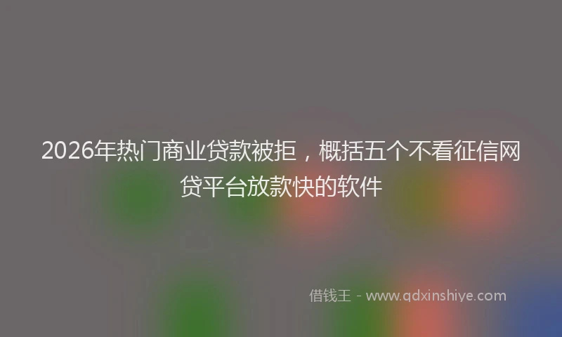 2026年热门商业贷款被拒，概括五个不看征信网贷平台放款快的软件