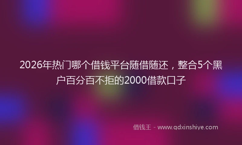 2026年热门哪个借钱平台随借随还，整合5个黑户百分百不拒的2000借款口子