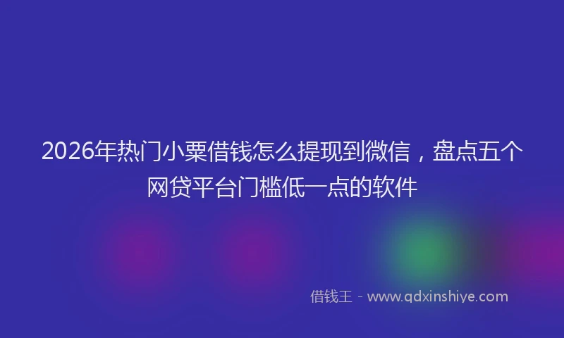 2026年热门小粟借钱怎么提现到微信，盘点五个网贷平台门槛低一点的软件