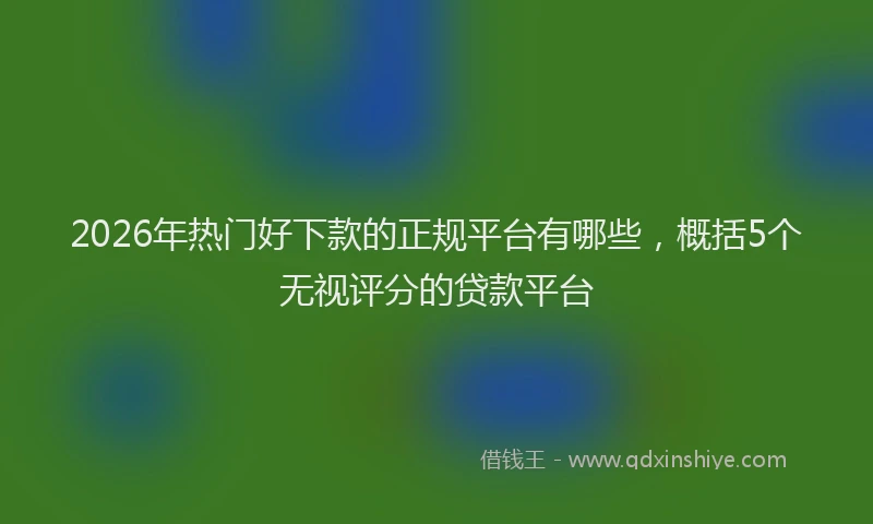 2026年热门好下款的正规平台有哪些，概括5个无视评分的贷款平台
