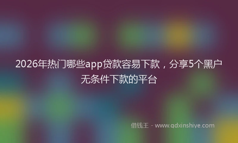 2026年热门哪些app贷款容易下款，分享5个黑户无条件下款的平台
