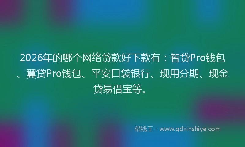 2026年的哪个网络贷款好下款有：智贷Pro钱包、翼贷Pro钱包、平安口袋银行、现用分期、现金贷易借宝等。