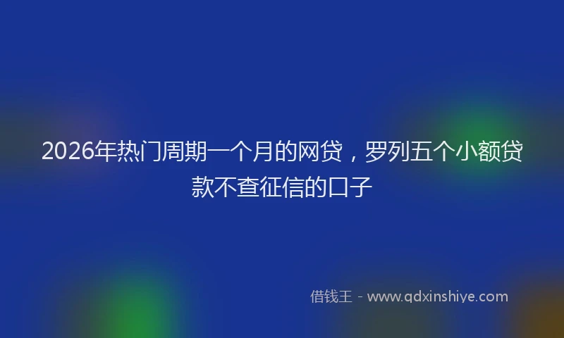 2026年热门周期一个月的网贷，罗列五个小额贷款不查征信的口子