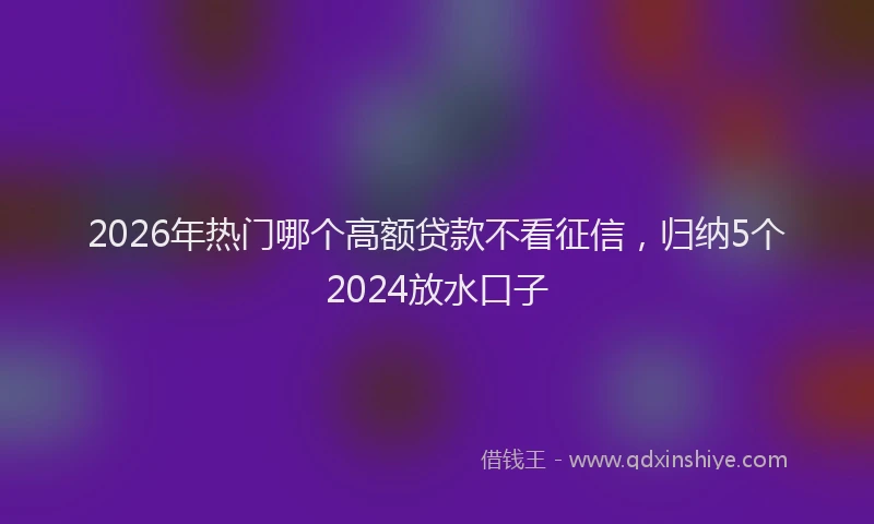 2026年热门哪个高额贷款不看征信，归纳5个2024放水口子