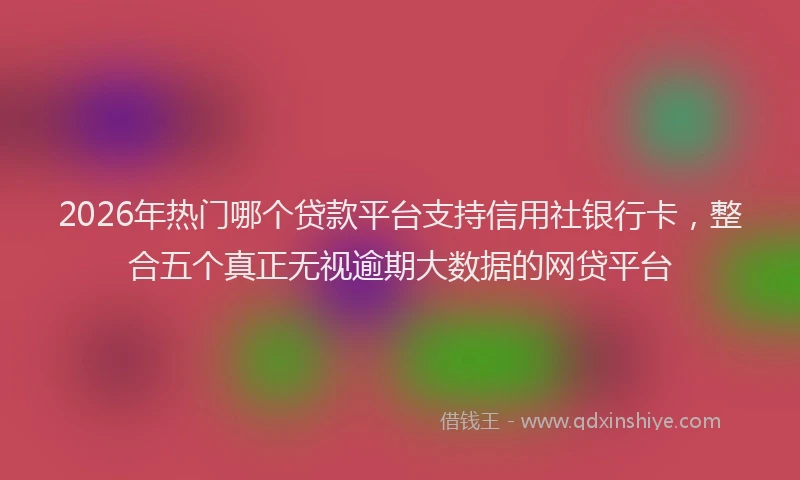 2026年热门哪个贷款平台支持信用社银行卡，整合五个真正无视逾期大数据的网贷平台