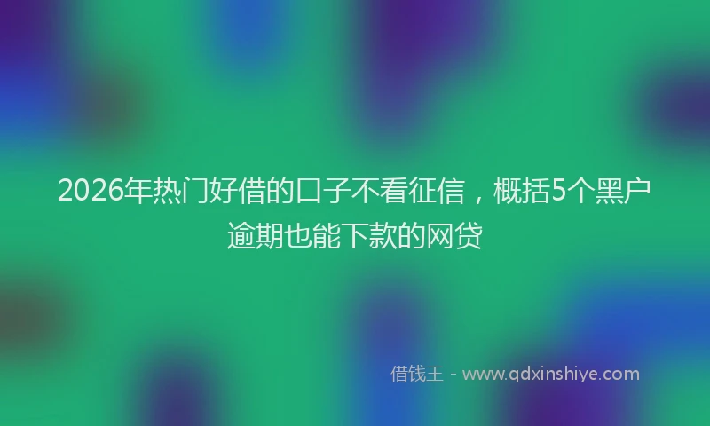 2026年热门好借的口子不看征信，概括5个黑户逾期也能下款的网贷