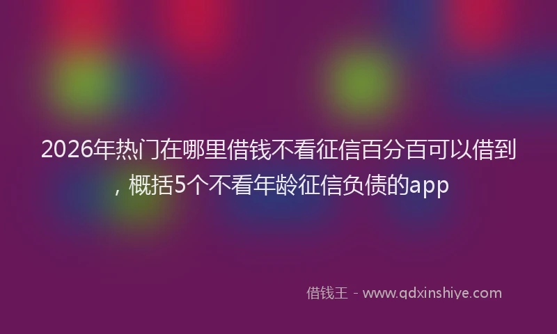2026年热门在哪里借钱不看征信百分百可以借到，概括5个不看年龄征信负债的app