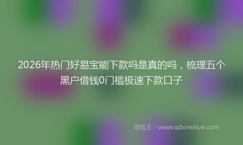 2026年热门好易宝能下款吗是真的吗，梳理五个黑户借钱0门槛极速下款口子