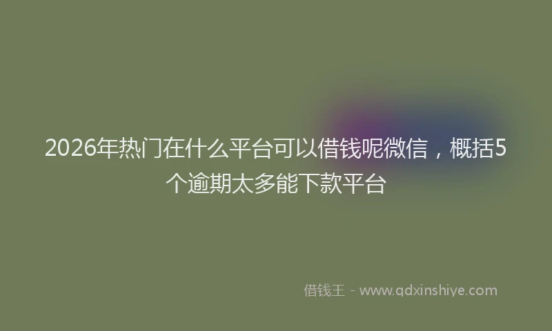 2026年热门在什么平台可以借钱呢微信，概括5个逾期太多能下款平台