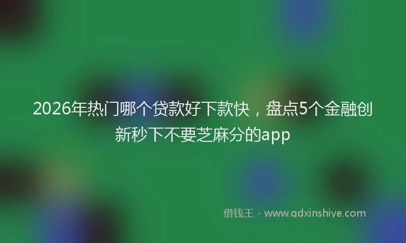2026年热门哪个贷款好下款快，盘点5个金融创新秒下不要芝麻分的app