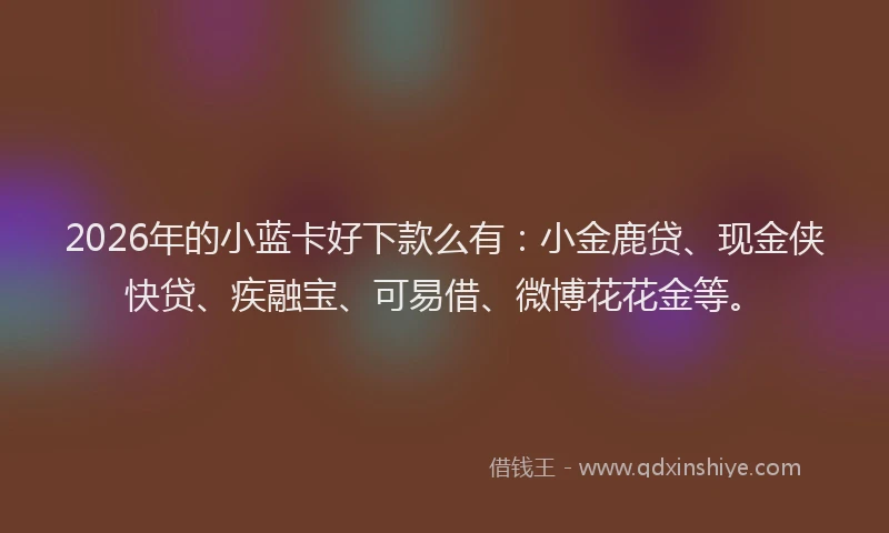 2026年的小蓝卡好下款么有：小金鹿贷、现金侠快贷、疾融宝、可易借、微博花花金等。