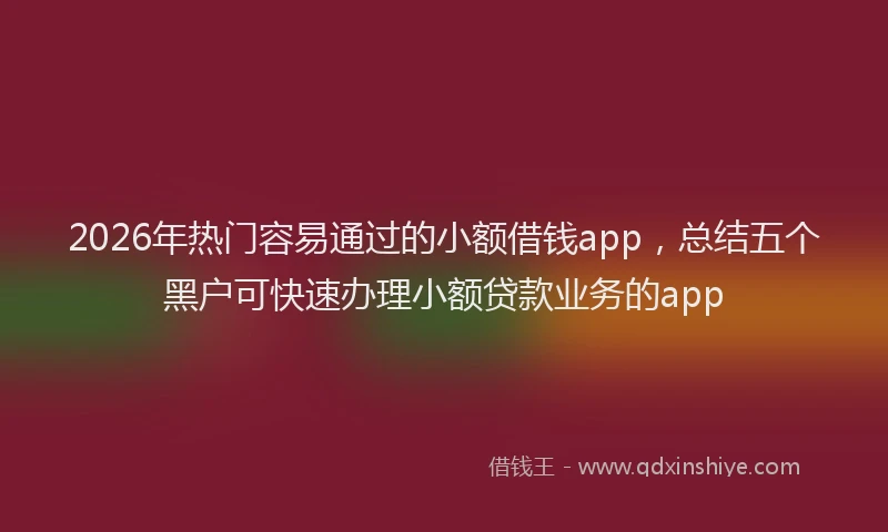 2026年热门容易通过的小额借钱app，总结五个黑户可快速办理小额贷款业务的app