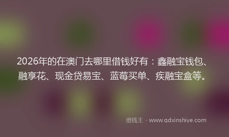 2026年的在澳门去哪里借钱好有：鑫融宝钱包、融享花、现金贷易宝、蓝莓买单、疾融宝盒等。