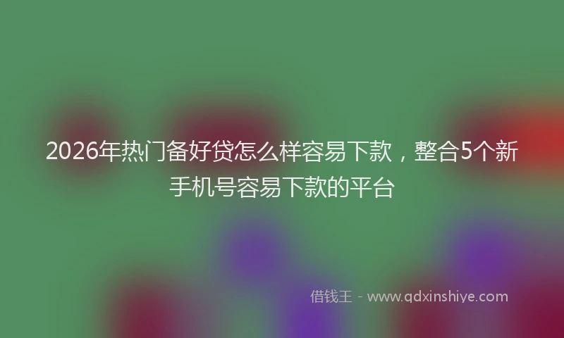 2026年热门备好贷怎么样容易下款，整合5个新手机号容易下款的平台