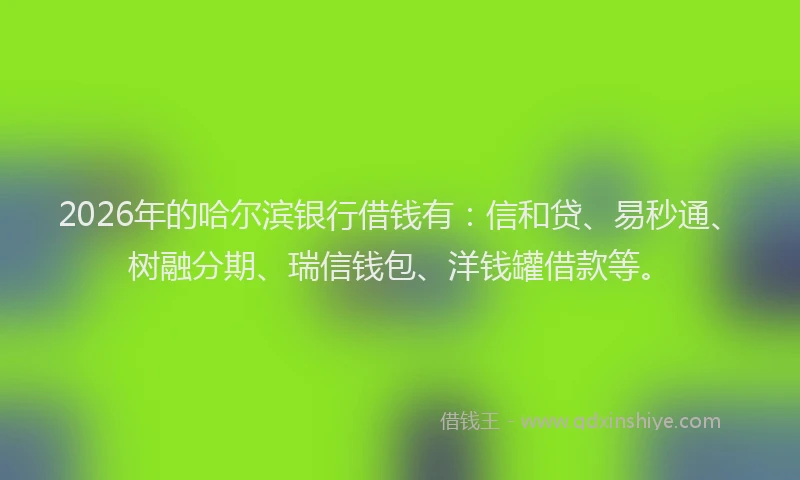 2026年的哈尔滨银行借钱有：信和贷、易秒通、树融分期、瑞信钱包、洋钱罐借款等。