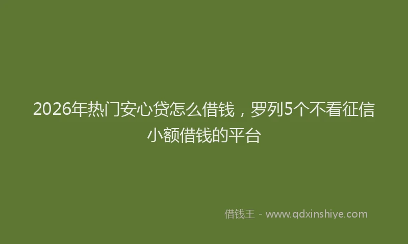 2026年热门安心贷怎么借钱，罗列5个不看征信小额借钱的平台