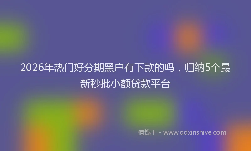 2026年热门好分期黑户有下款的吗，归纳5个最新秒批小额贷款平台