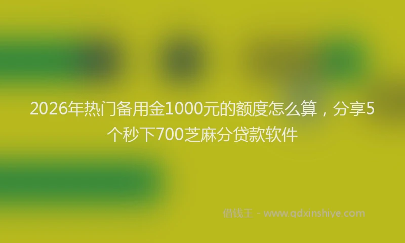 2026年热门备用金1000元的额度怎么算，分享5个秒下700芝麻分贷款软件