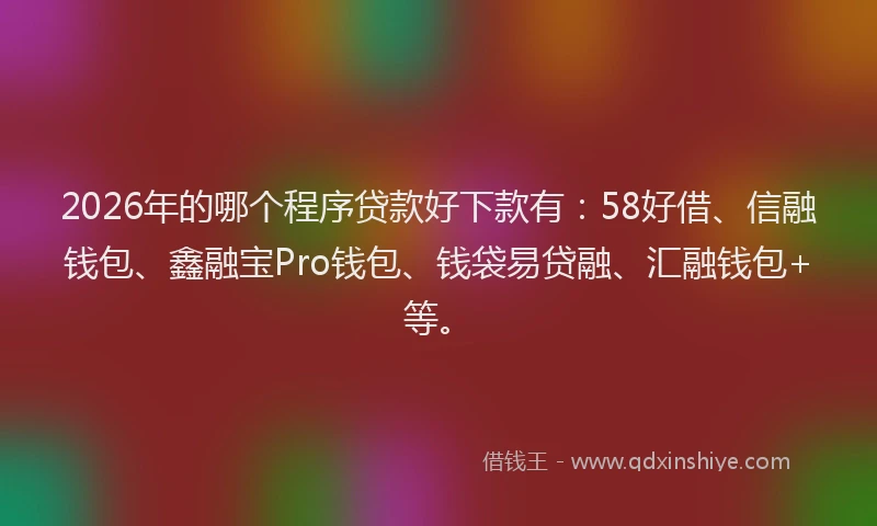 2026年的哪个程序贷款好下款有：58好借、信融钱包、鑫融宝Pro钱包、钱袋易贷融、汇融钱包+等。
