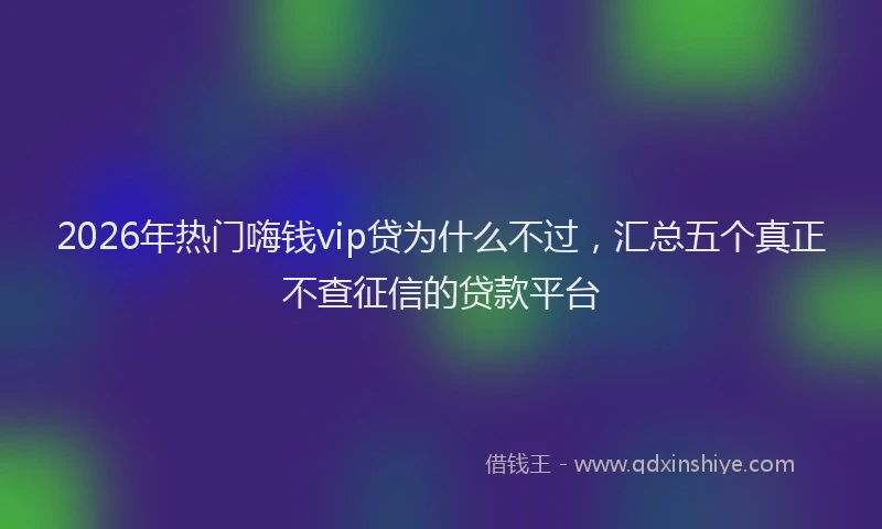 2026年热门嗨钱vip贷为什么不过，汇总五个真正不查征信的贷款平台