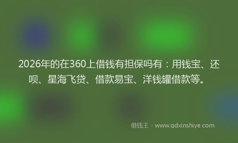 2026年的在360上借钱有担保吗有：用钱宝、还呗、星海飞贷、借款易宝、洋钱罐借款等。
