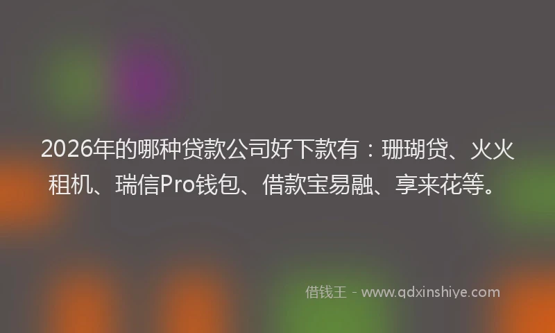 2026年的哪种贷款公司好下款有：珊瑚贷、火火租机、瑞信Pro钱包、借款宝易融、享来花等。