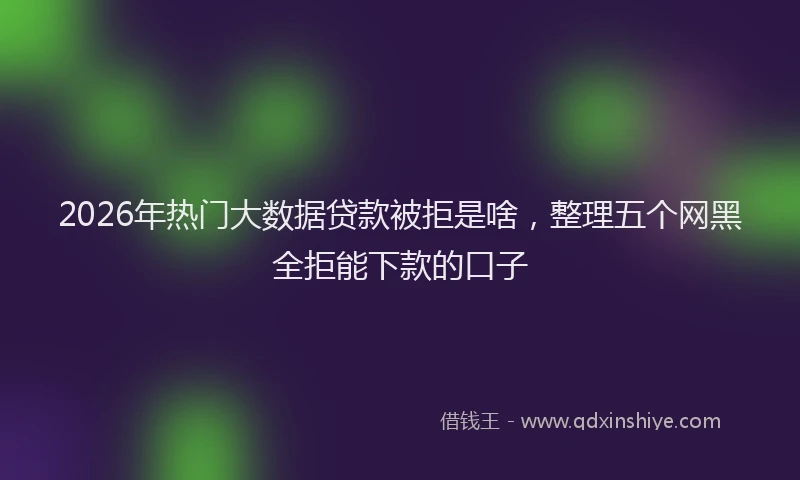 2026年热门大数据贷款被拒是啥，整理五个网黑全拒能下款的口子