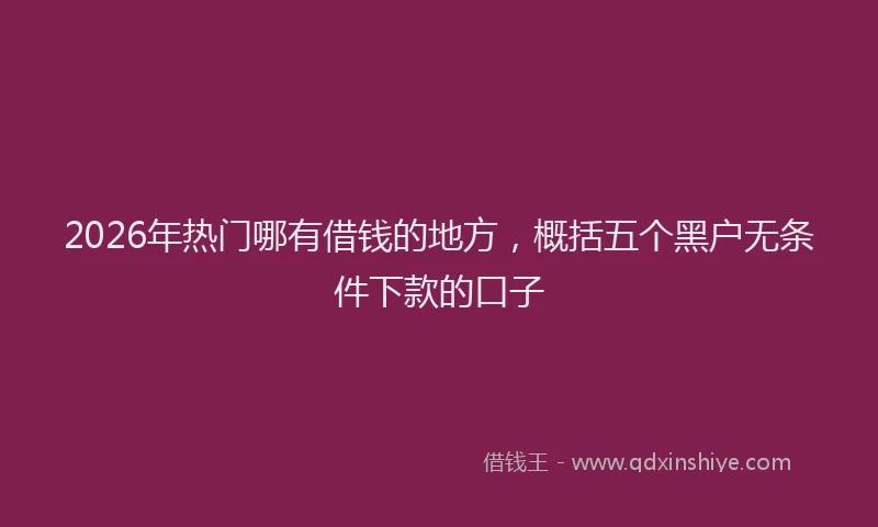 2026年热门哪有借钱的地方，概括五个黑户无条件下款的口子