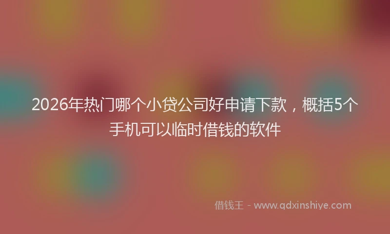 2026年热门哪个小贷公司好申请下款，概括5个手机可以临时借钱的软件