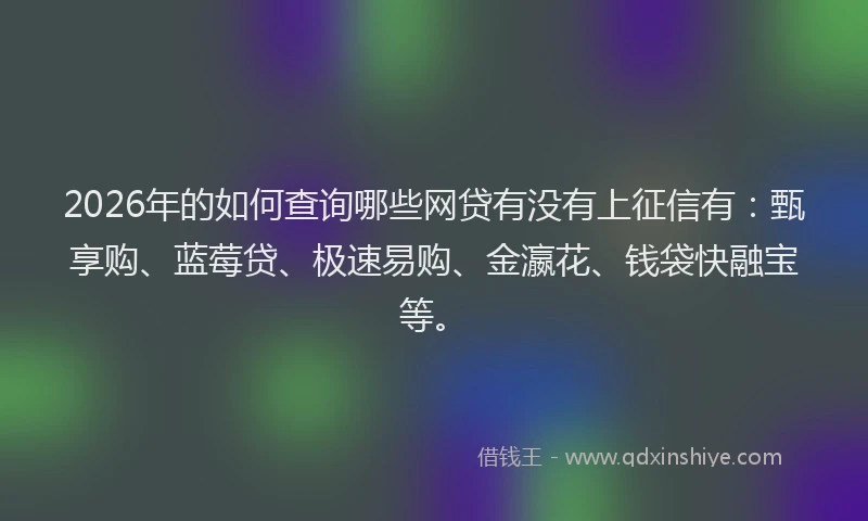 2026年的如何查询哪些网贷有没有上征信有：甄享购、蓝莓贷、极速易购、金瀛花、钱袋快融宝等。