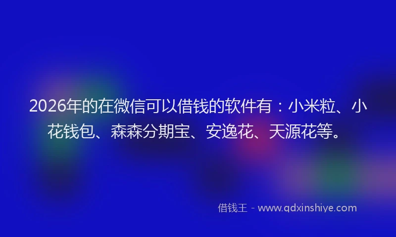 2026年的在微信可以借钱的软件有：小米粒、小花钱包、森森分期宝、安逸花、天源花等。